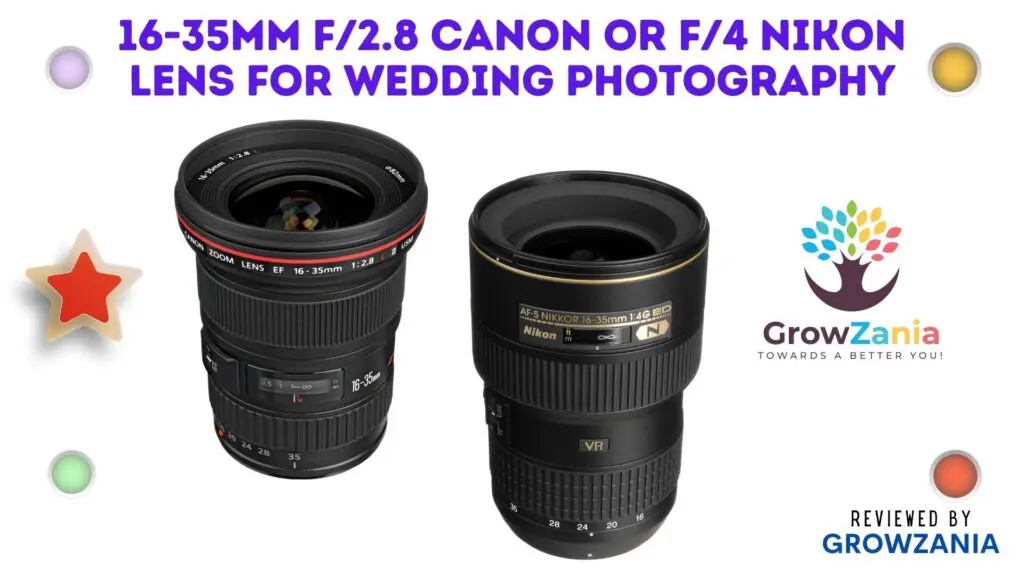 16-35mm f/2.8 Canon of f/4 Nikon lens for wedding photography