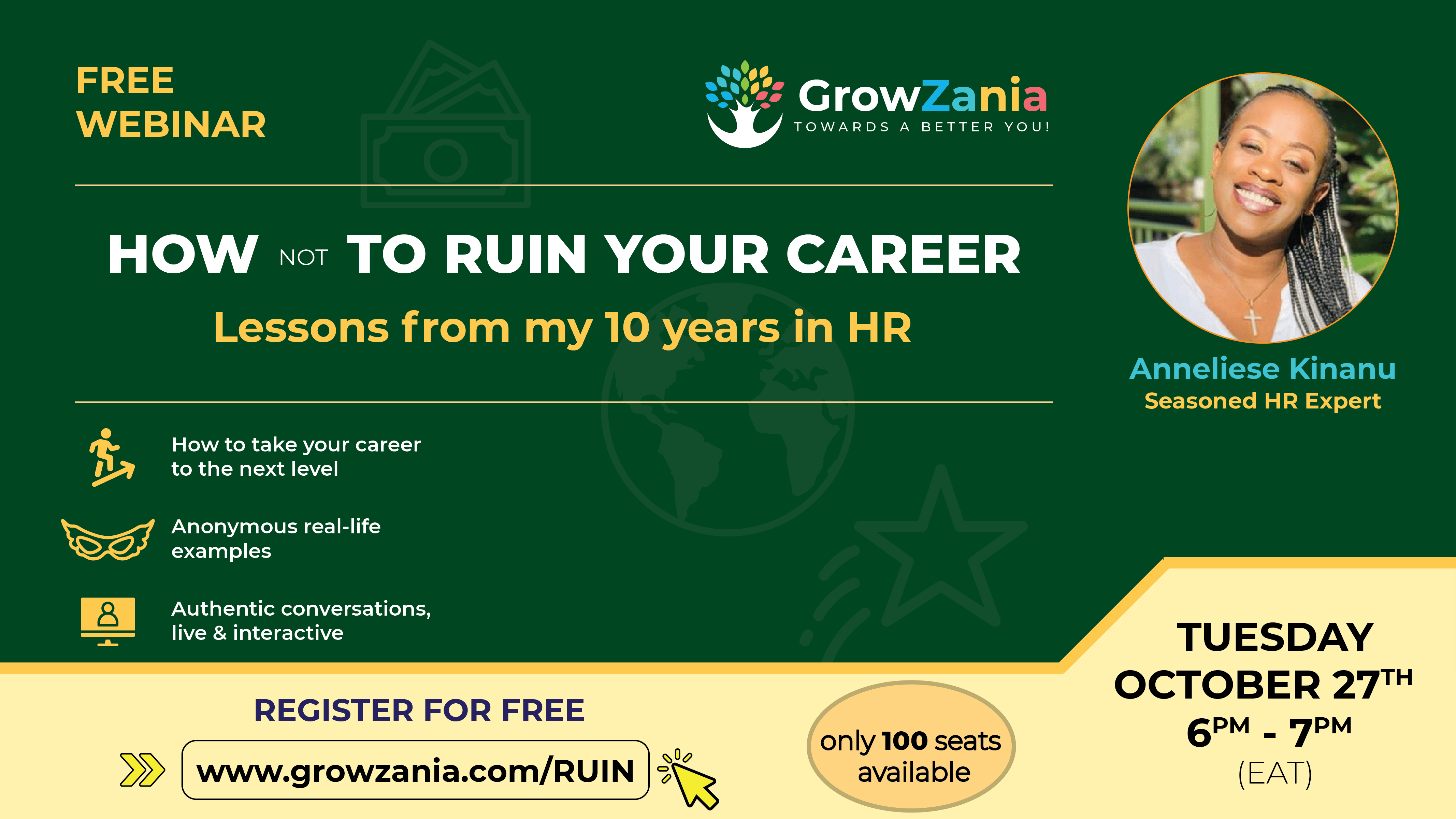 Read more about the article How (not) to ruin your career – Webinar – 27 Oct 2020, 6pm EAT