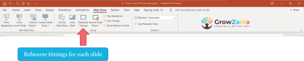 Use Rehearse Timings under the Slide Show menu