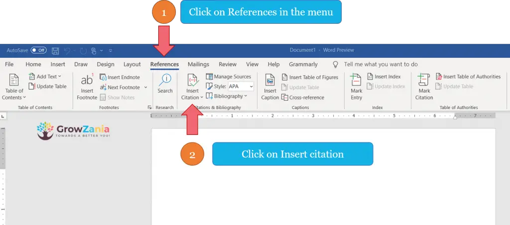 Step 1 - How to cite in a PowerPoint