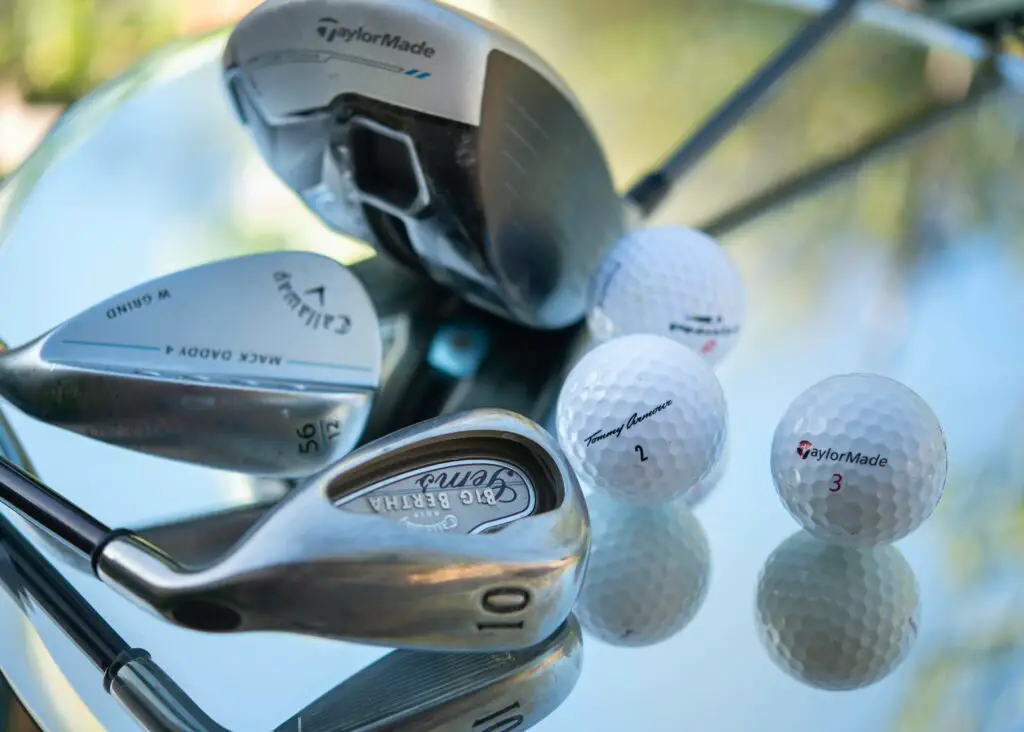 Close up shot of clubs and balls