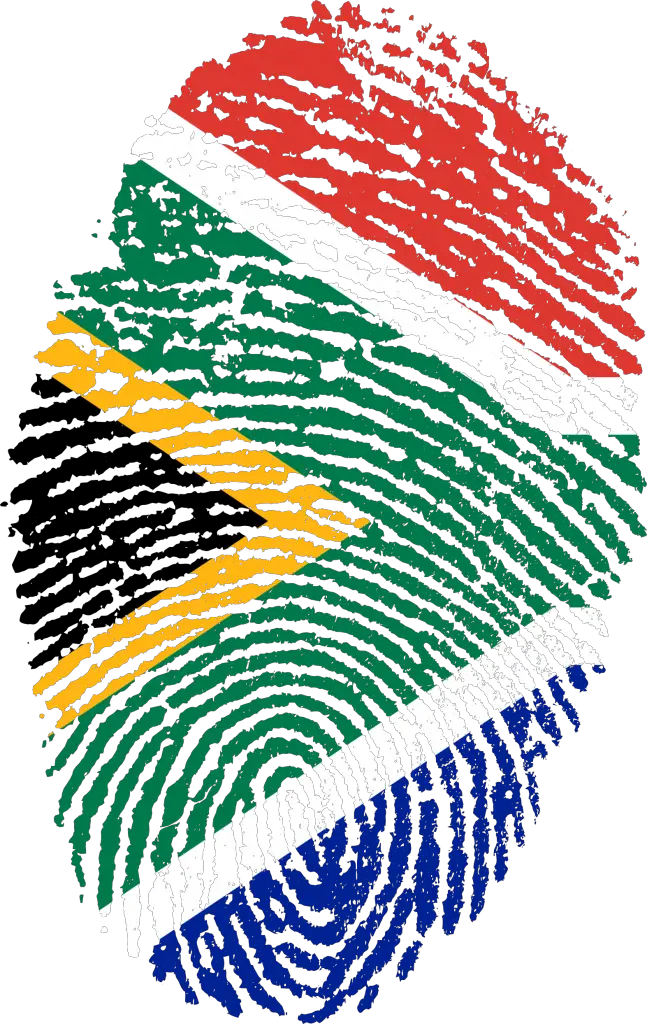south africa, flag, fingerprint